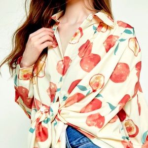 Peach graphic oversized dress shirt